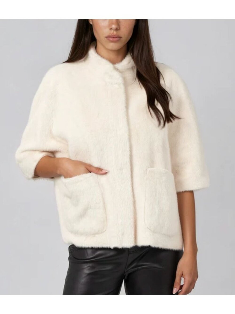 NWT Love Token Violet Topper Faux Fur Jacket White Large